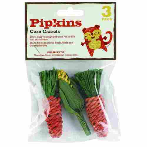 Petface Pipkins Veg Corn Carrots Gnawer Toy for Small Animals 3 Pack