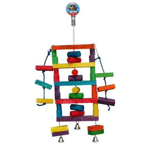 Cheeky Bird Square Block Ladder Coloured Wooden Bird Toy Jumbo