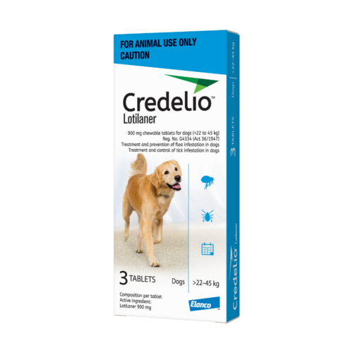 Credelio Ticks & Fleas Treatment Chewable Tablets for Dogs 22-45kg 3 Pack