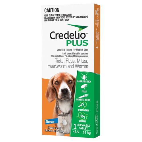 Credelio Plus Ticks & Fleas Treatment Chewable Tablets for Medium Dogs Orange 1 Pack
