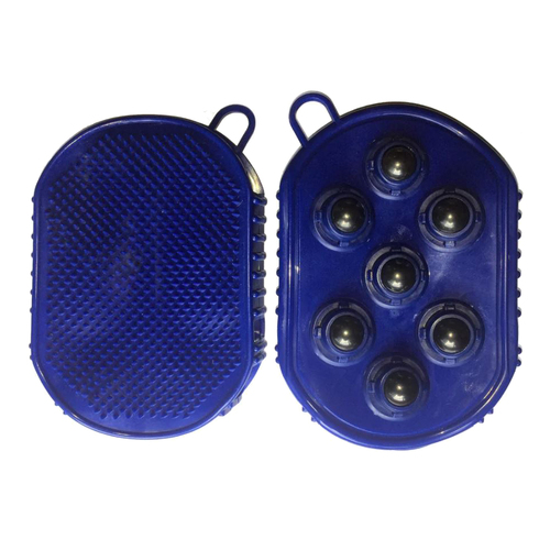 Dr Show Magnetic Massage Hand Glove w/ Bristle Side for Horses Blue