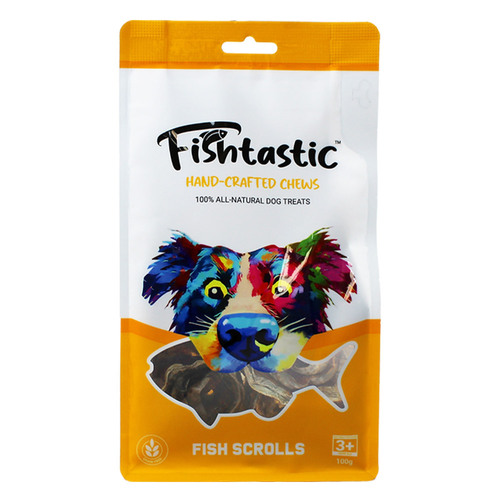 Fishtastic Fish Scrolls Hand Crafted Natural Pet Dog Treats 100g