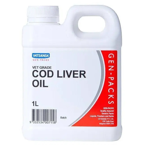 Gen Packs Cod Liver Oil Vitamin Supplementary for Animal Treatment 1L