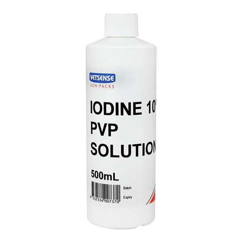 Vetsense Gen-Packs Iodine 10% PVP Solution Wound Care for Animals 500ml