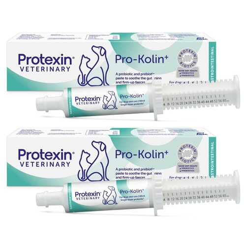2 x Protexin Pro Kolin+ Syringe Probiotic & Prebiotic Paste for Dogs & Cats 60ml