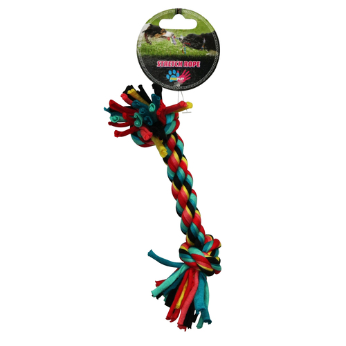 Paw Play Rope Stretch Interactive Play Pet Dog Toy Multicolour 21cm