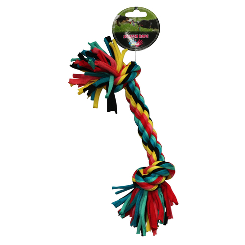 Paw Play Rope Stretch Interactive Play Pet Dog Toy Multicolour 31cm