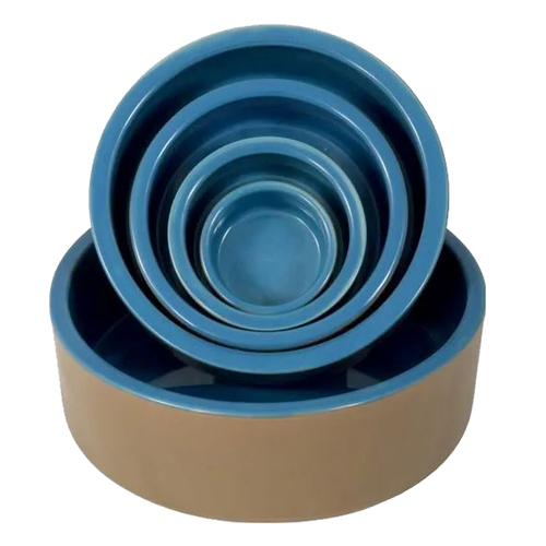 ShowMaster Deluxe Ceramic Pet Dog Bowl Blue 3 Inch