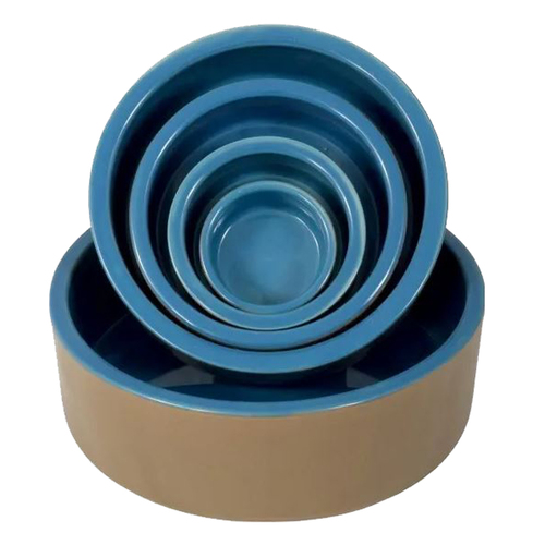 ShowMaster Deluxe Ceramic Pet Dog Bowl Blue 5 Inch
