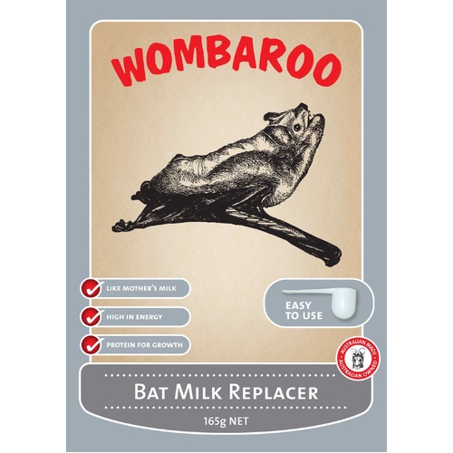 Wombaroo Bat Milk Replacer High in Protein for Orphaned Microbat 165g
