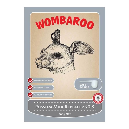 Wombaroo Possum Milk Replacer for Possum & Glider Joeys <0.8 160g