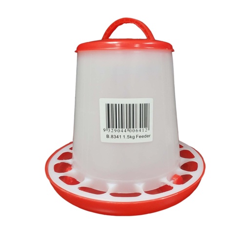 iPetz Plastic Bird/Poultry Feeder with Handle Red & White 1.5kg