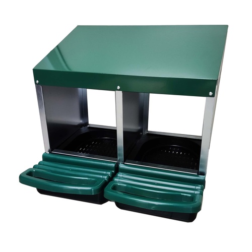 iPetz Roll Away Nesting Box with Sloped Compartment for Poultry 2 Bay