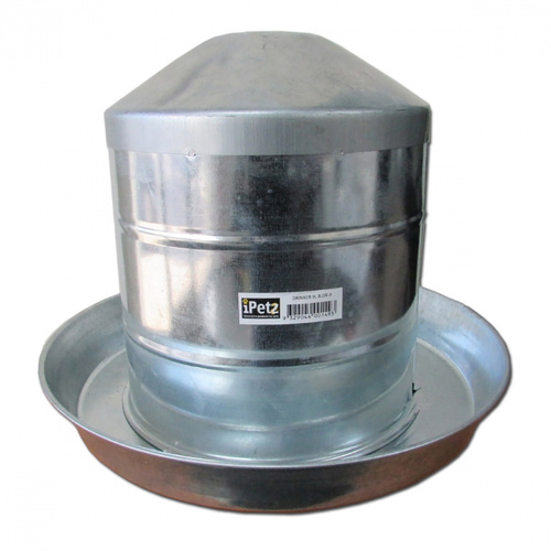 iPetz Galvanised Non Hanging Ground Dwelling Animal Drinker 9L 