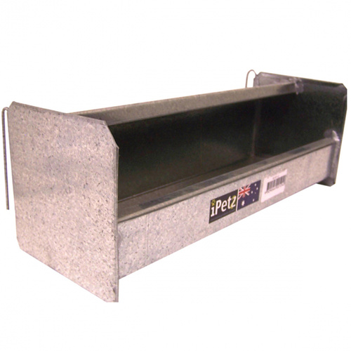 iPetz Galvanised Hooded Trough Food Feeder 12 Inch 
