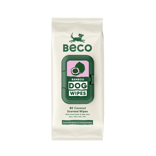 Beco Bamboo Hypoallergenic & Compostable Dog Wipes Scented 80 Pack