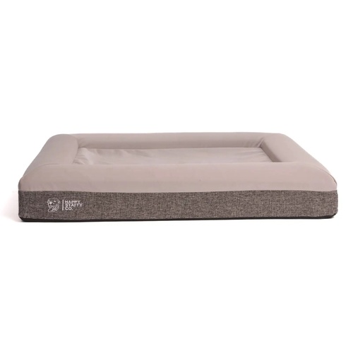 Happy Staffy Co Deluxe Orthopedic Memory Foam Dog Bed Light Grey Medium
