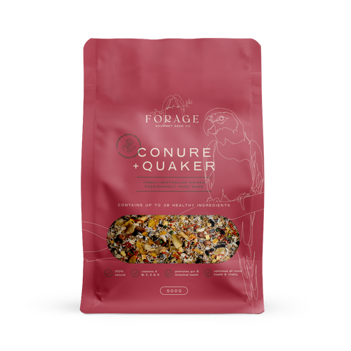 Forage Gourmet Seed Co Conure & Quaker Natural Bird Seed Mix 500g