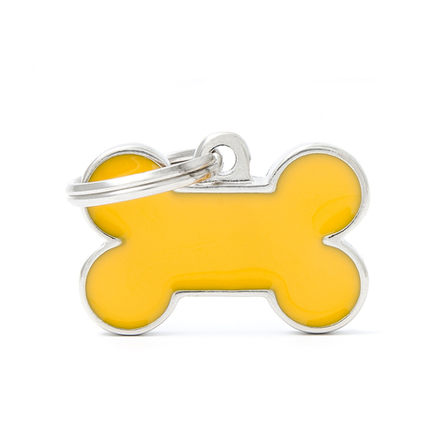 My Family Basic Handmade Bone Pet Tag Collar Accessory Yellow Small