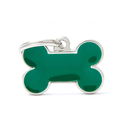 My Family Basic Handmade Bone Pet Tag Collar Accessory Green Small