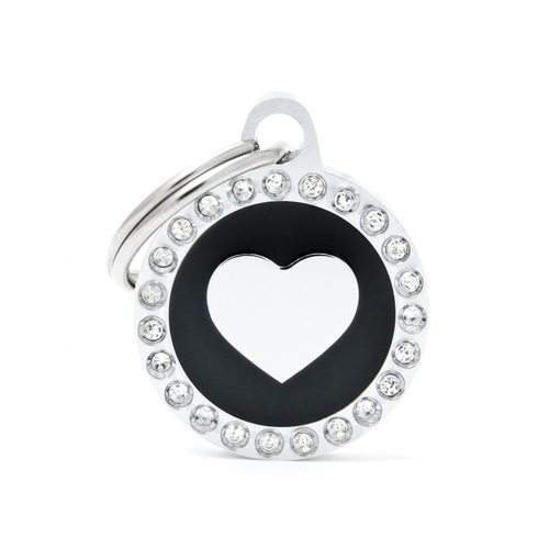 My Family Glam Heart Pet Tag Collar Accessory Black