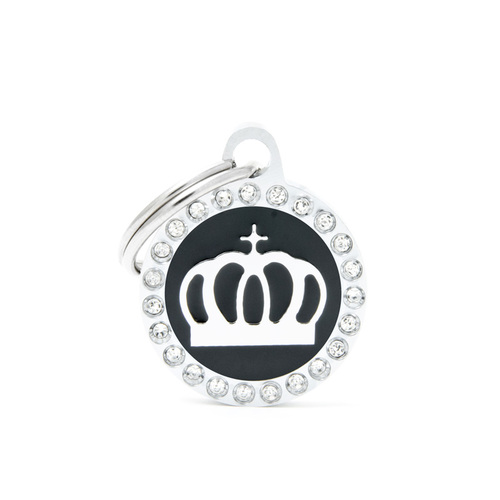 My Family Glam Crown Pet Tag Collar Accessory Black