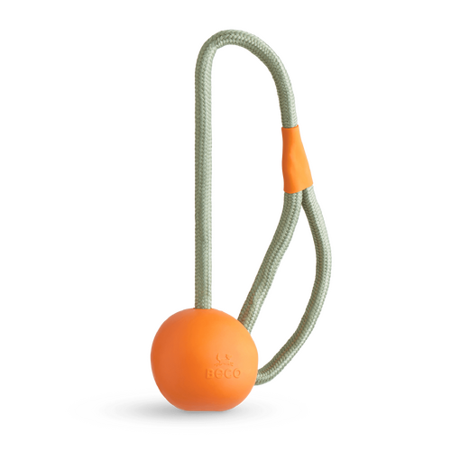 Beco Rubber Slinger Fetch Ball Interactive Play Dog Toy Orange