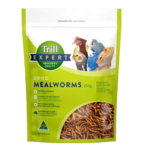Trill Expert Dried Mealworms for Birds Poultry & Small Animals 3 x 250g