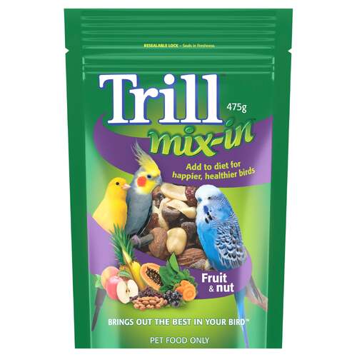 Trill Mix-In Fruit & Nut Blend Extra Nutrition Bird Food 475g 5 Pack