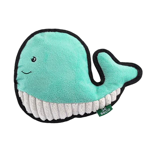 Beco Rough & Tough Recycled Whale Durable Dog Squeaker Toy Medium