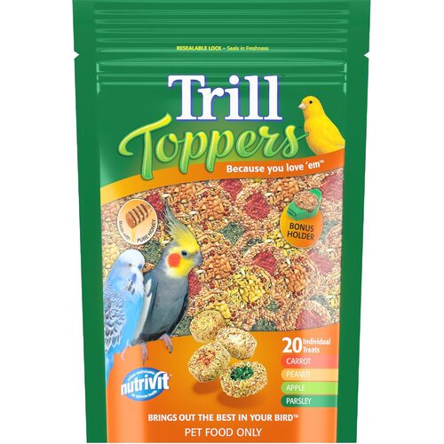Trill Toppers Bird Treats with Holder for Adult Birds 280g 5 Pack