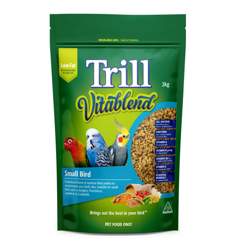 Trill Vitablend Pellets for Small Birds - Budgies Peachfaces & Lovebirds 2kg