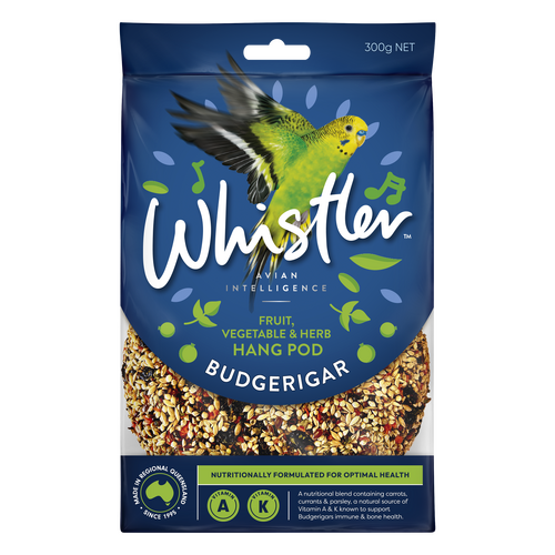 Whistler Budgerigar Hang Pod Bird Treat Fruit Vegetable & Herb 8 x 300g