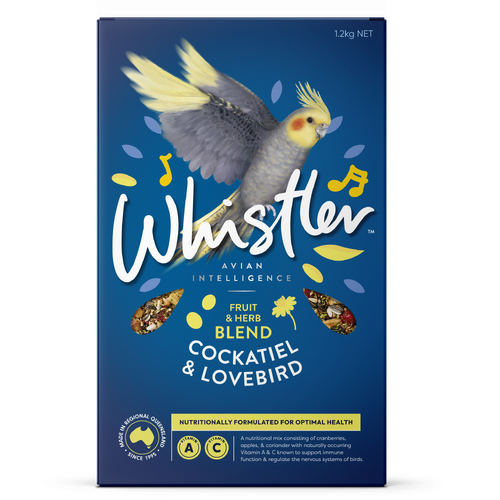 Whistler Cockatiel & Lovebird Seed Blend Bird Food Fruit & Herb 1.2kg