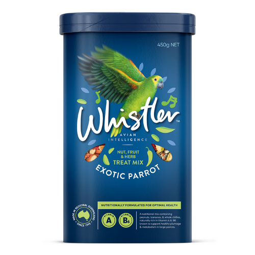 Whistler Exotic Parrot Treat Mix Bird Food Nut Fruit & Herb 8 x 450g