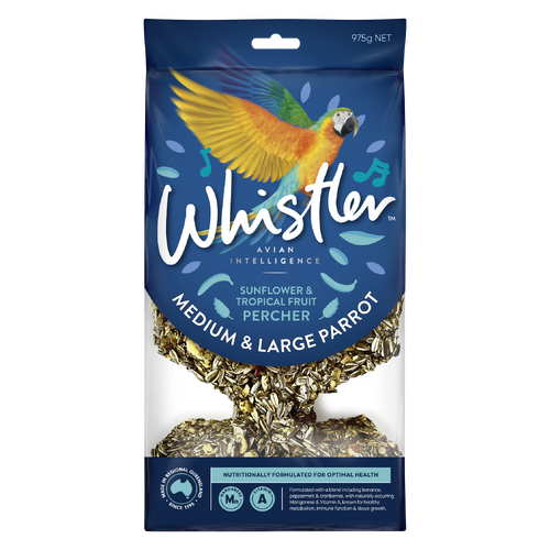 Whistler Medium & Large Parrot Percher Bird Treat Sunflowr & Tropical Fruit 975g