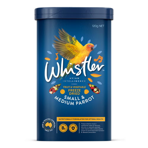 Whistler Small & Medium Parrot Freeze Dried Bird Food Fruit & Vegetable 8 x 120g