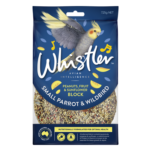 Whistler Small Parrot & Wildbird Block Bird Treat Peanuts Fruit & Sunflower 725g