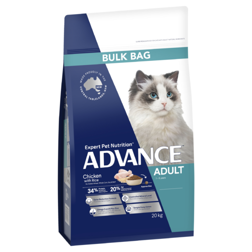 Advance Adult Total Wellbeing Dry Cat Food Chicken w/ Rice Bulk Bag 20kg