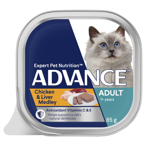Advance Adult 1+ Wet Cat Food Chicken & Liver Medley 7 x 85g