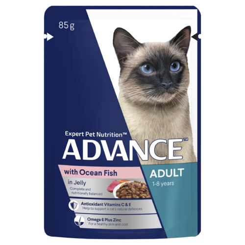 Advance Adult 1+ Wet Cat Food w/ Ocean Fish in Jelly 12 x 85g