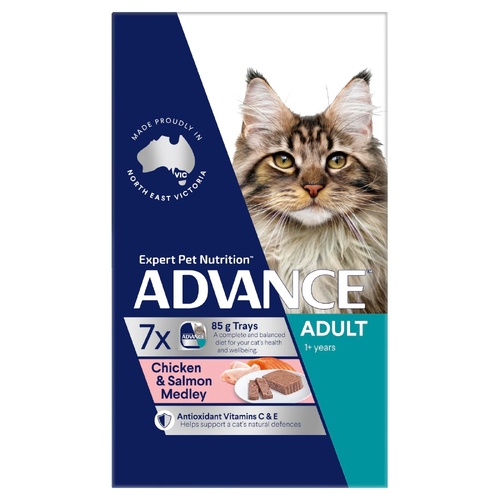 Advance Adult 1+ Years Wet Cat Food Chicken & Salmon Medley 7 x 85g