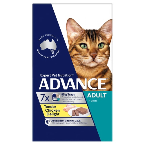 Advance Adult 1+ Years Wet Cat Food Tender Chicken Delight 7 x 85g