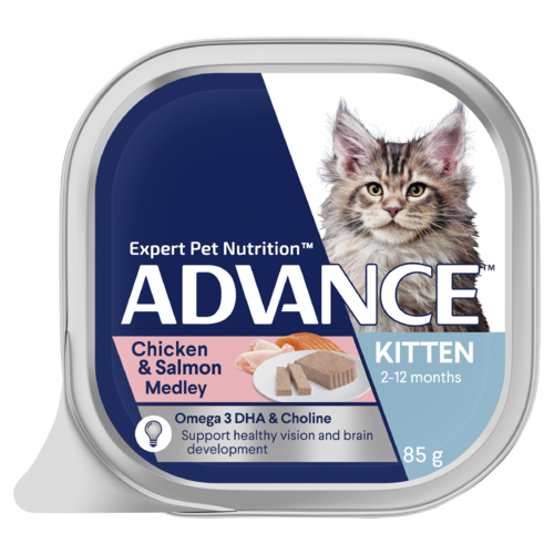 Advance Kitten 2-12 Months Wet Cat Food Chicken & Salmon Medley 7 x 85g
