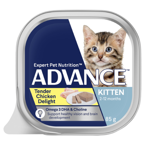 Advance Kitten 2-12 Months Wet Cat Food Tender Chicken Delight 7 x 85g