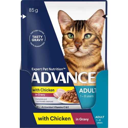 Advance Adult 1-8 Years Wet Cat Food with Chicken in Gravy 12 x 85g