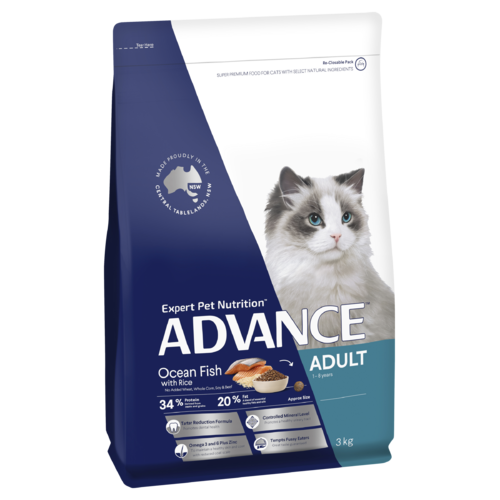 Advance Adult 1+ Dry Cat Food Ocean Fish w/ Rice 3kg