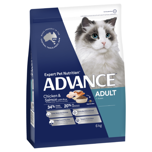 Advance Adult 1+ Dry Cat Food Chicken & Salmon w/ Rice 6kg