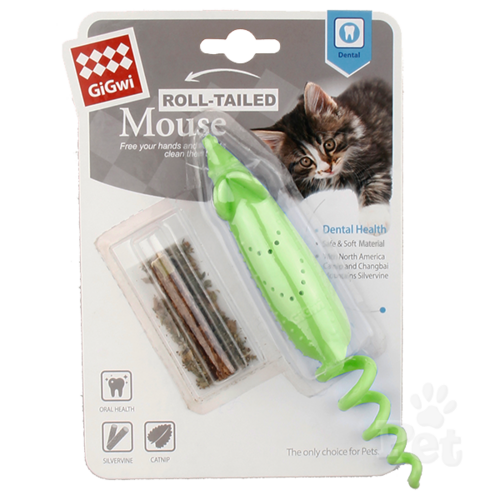 Gigwi Roll Tail Mouse w/ Catnip Dental Care Cat Toy