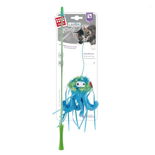 Gigwi Laser Teaser Jellyfish Wand TPR Handle Interactive Play Cat Toy